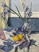 S Sheppard (British 20th century): Still Life of Flowers and Lemons on a Ledge