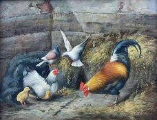 Continental School (20th Century): Chickens Feeding