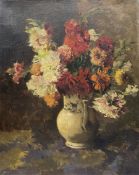 Karl Tucek (Austrian 1889-1952): Still Life of Chrysanthemums and Flowers in a Vase