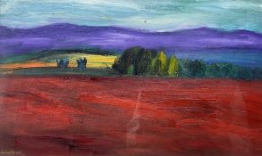 Andrew Walker (Scottish 1959-): 'Red Ploughed Field and Cheviot Hills'