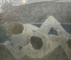 Anthony 'Tony' Marr Vevers (British/American 1926-2008): Lovers Embrace Under Moonlight