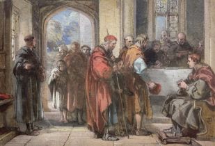 George Cattermole (British 1800-1868): The Poor of the Parish Seeking Alms from the Monastery