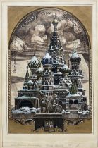 Russian School (Late 20th century): 'St Basil's Cathedral - Russia Moscow'