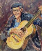 Marian Kratochwil (Polish 1906-1997): Portrait of an Elderly Guitarist