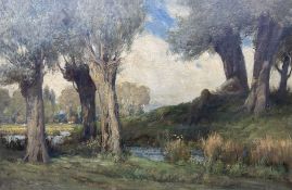 George Faulkner Wetherbee RI ROI (American 1851-1920): Shepherd Resting under the Shade of a Tree