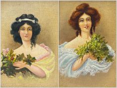 Attrib. Herbert Blande Sparks (British 1870-1916): The Holly and the Ivy - Portrait of Classically D