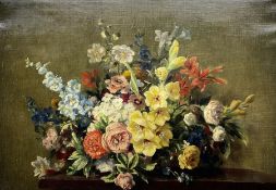 Richard Hanson AKA Stuart Scott Somerville (British 1908-1983): Still Life of Flowers on a Ledge