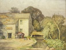 Walter Eastwood (British 1867-1943): Horse and Cart with Chickens at Water Mill
