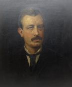 English School (Early 20th century): Portrait of an Edwardian Gentleman with Moustache - 'William Ha
