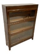 Mid-20th century Globe Wernicke design mahogany three sectional stacking library bookcase