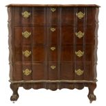 20th century walnut chest with shaped front