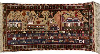 Afghan indigo ground pictorial rug