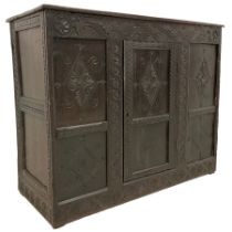 17th century and later carved oak cupboard