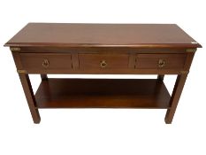 Walnut finish side or console table