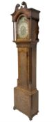 Oak and mahogany 8-day long case clock - hood with a swans neck pediment and brass pateri