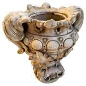 Cast plaster Cartouche urn planter