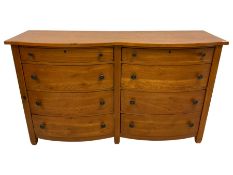 Oak and pine finish double bow-fronted chest