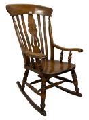 Victorian elm mahogany and beech farmhouse rocking chair