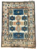 Antique Anatolian Turkish ivory ground carpet
