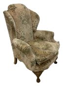 20th century hardwood framed wingback armchair