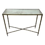 Contemporary faux bamboo console or side table