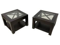 Pair of contemporary stained oak coffee tables