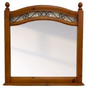 Oak and pine finish overmantel mirror
