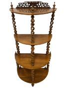 Victorian rosewood demi-lune whatnot or etagere