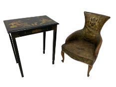Black lacquered and Chinoiserie decorated side table