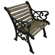 Cast iron and hardwood slatted garden armchair
