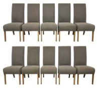Set of ten high-back hardwood framed dining chairs