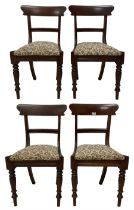 Set of four Victorian mahogany bar back dining chairs