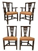 Set of four (2+2) 19th century mahogany dining or side chairs