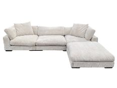 MOE'S Home Collection - corner sofa upholstered in light grey jumbo cord fabric