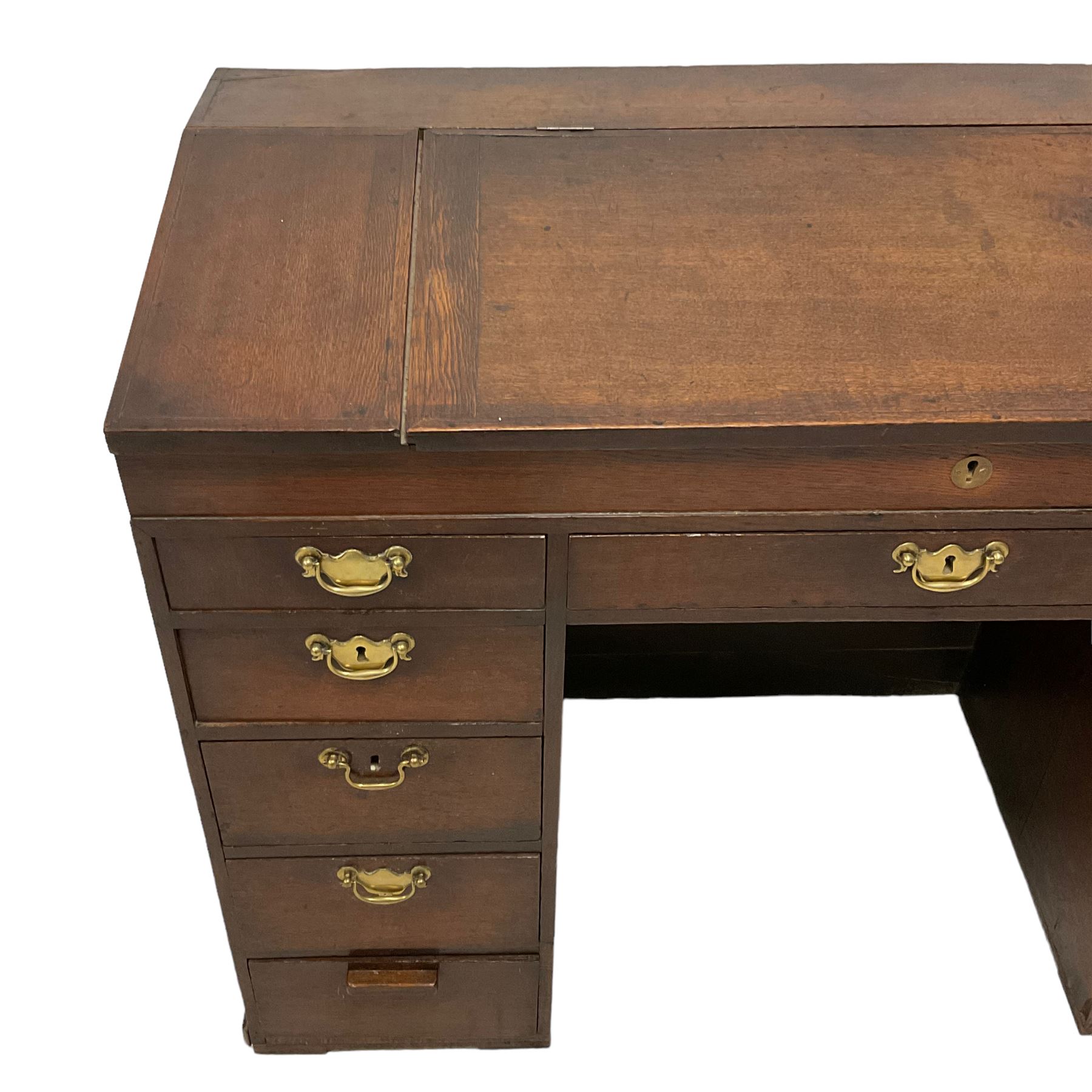 George III oak kneehole clerk's desk - Image 2 of 6