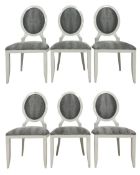 Set six white framed dining chairs