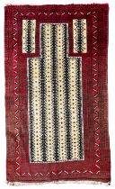 Baluchi crimson ground prayer rug