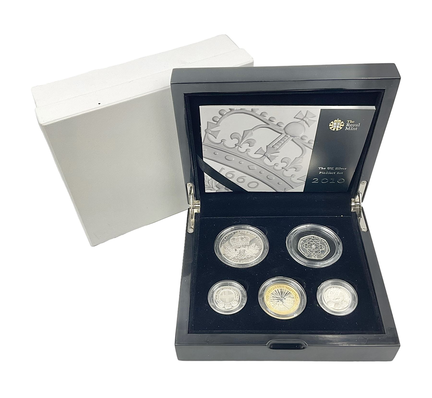 The Royal Mint United Kingdom 2010 silver proof piedfort five coin set