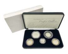 The Royal Mint United Kingdom 2007 silver proof piedfort five coin collection