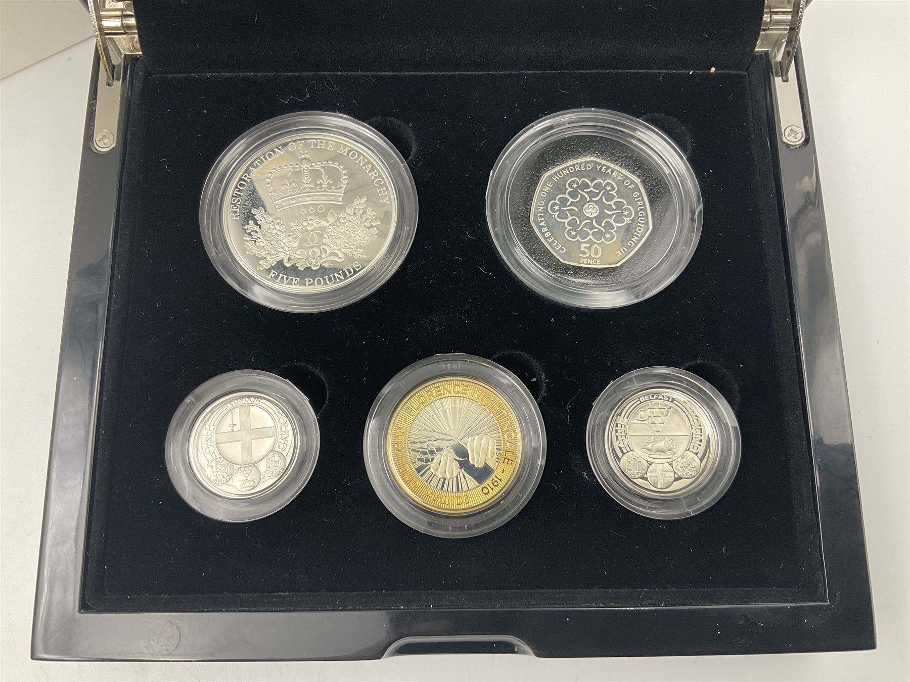 The Royal Mint United Kingdom 2010 silver proof piedfort five coin set - Image 2 of 9