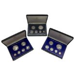Three British Virgin Islands proof six coin sets
