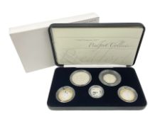 The Royal Mint United Kingdom 2007 silver proof piedfort five coin collection