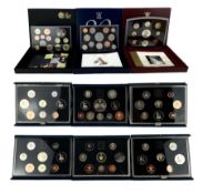 Nine The Royal Mint United Kingdom proof coin collections