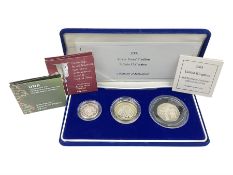 The Royal Mint United Kingdom 2003 silver proof piedfort three coin collection