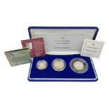 The Royal Mint United Kingdom 2003 silver proof piedfort three coin collection