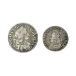 Charles II maundy milled coinage comprising an undated halfgroat and a 1683 silver three pence coin