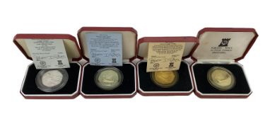 Four Pobjoy Mint Isle of Man silver proof fifty pence coins