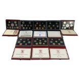 Eight The Royal Mint United Kingdom proof coin collections