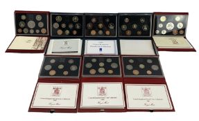 Eight The Royal Mint United Kingdom proof coin collections