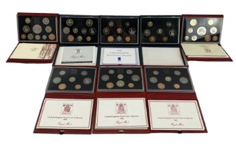 Eight The Royal Mint United Kingdom proof coin collections